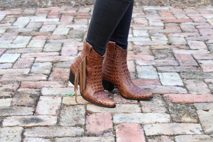 Manchester Brown Short Fringe Bootie