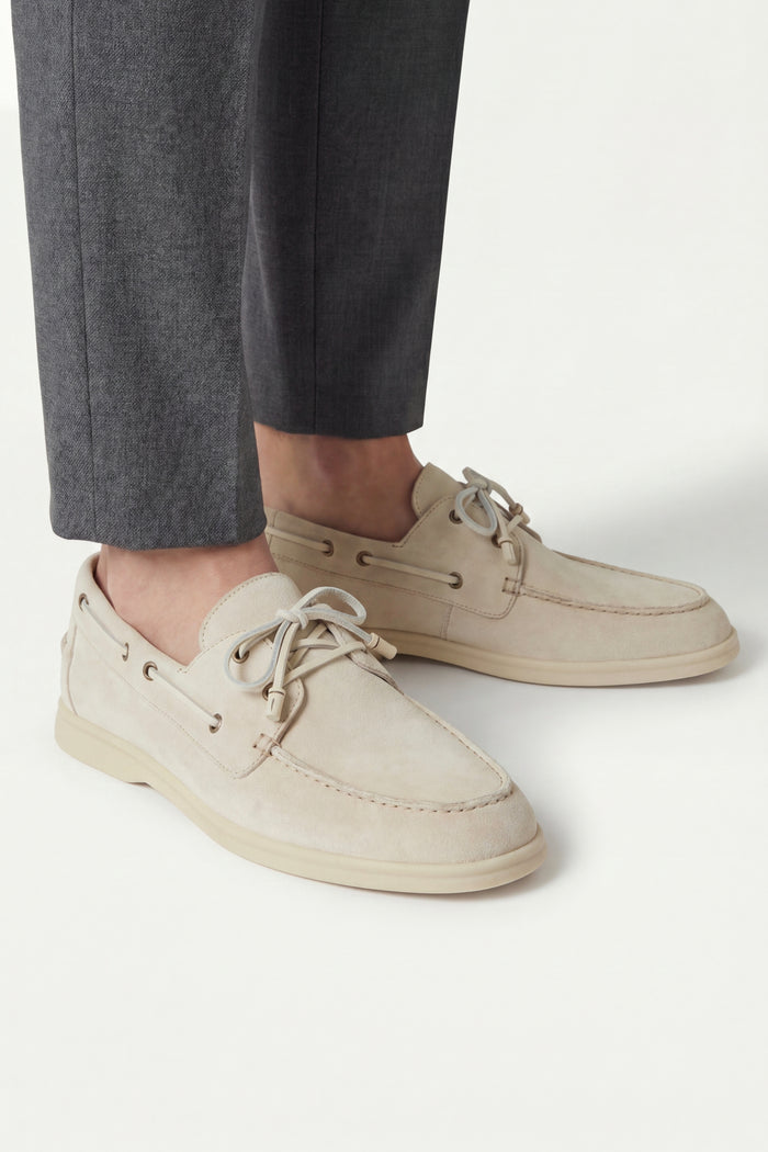 Marina Yacht Walk Suede Loafer Cream