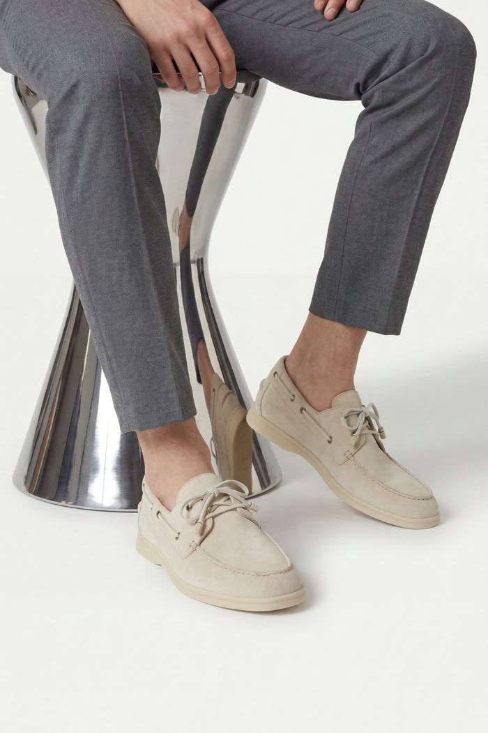 Marina Yacht Walk Suede Loafer Cream