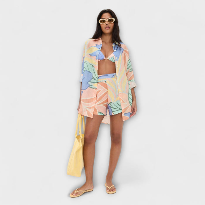 Mary - Tropical Leaf Print Short Set