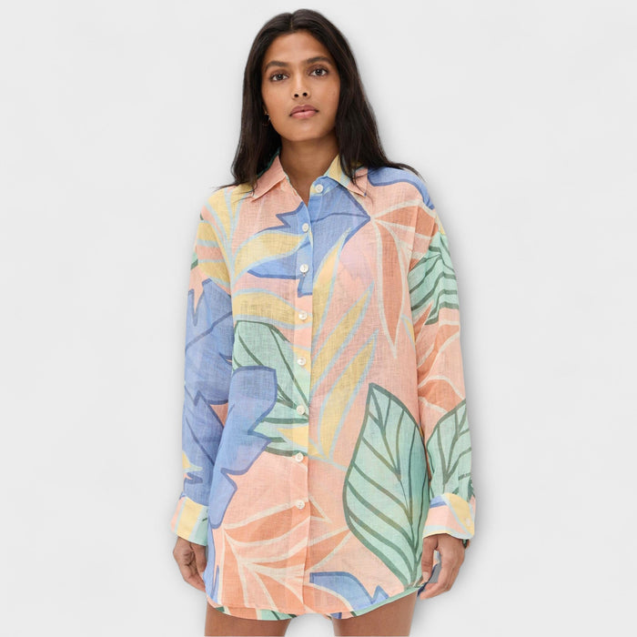 Mary - Tropical Leaf Print Short Set