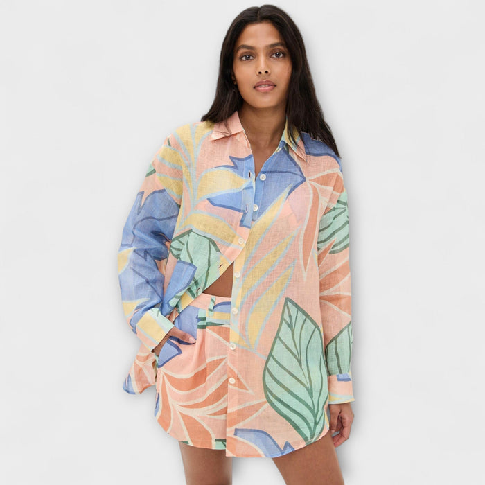 Mary - Tropical Leaf Print Short Set