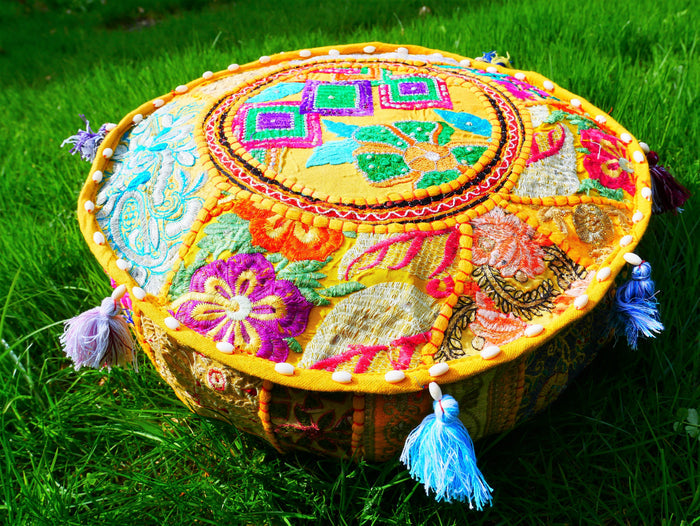 "Masala" Meditation cushion 16" floor pillow - decor throw pillow for Indian bohemian floor seating - The Shanti Home