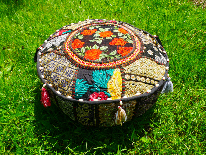 Meditation cushion 16" floor pillow - decor throw pillow for Indian bohemian floor seating - The Shanti Home