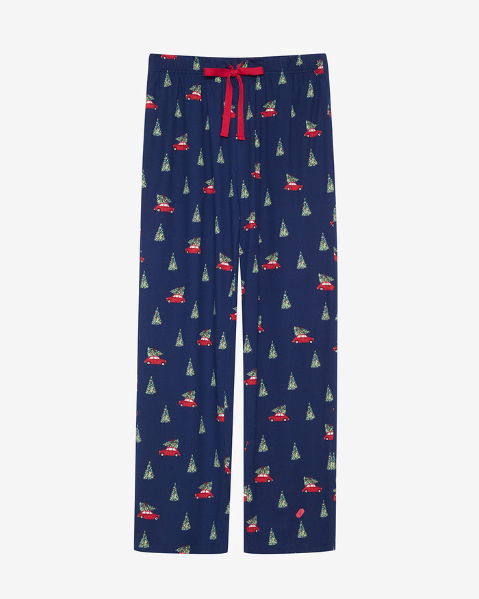 Men's Long-Sleeve Pajama Set in Holiday Trees