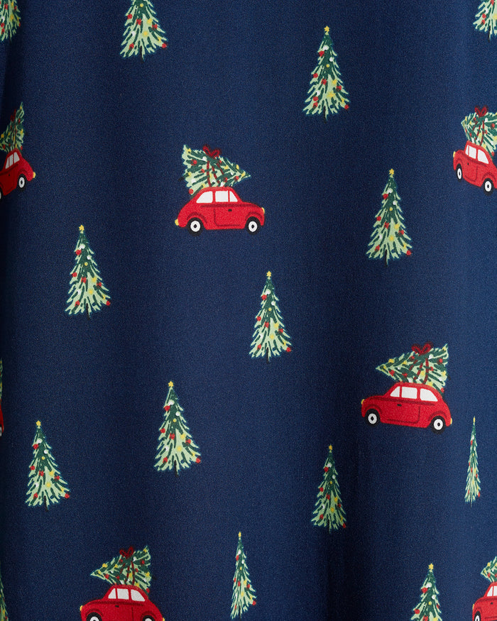 Men's Long-Sleeve Pajama Set in Holiday Trees
