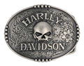 Men's Raised Willie G Skull Logo Belt Buckle, Nickel Finish