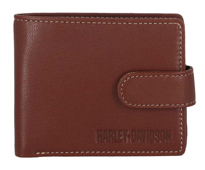 Men's Snap Genuine Leather Billfold Wallet w/ Coin Pocket, Brown