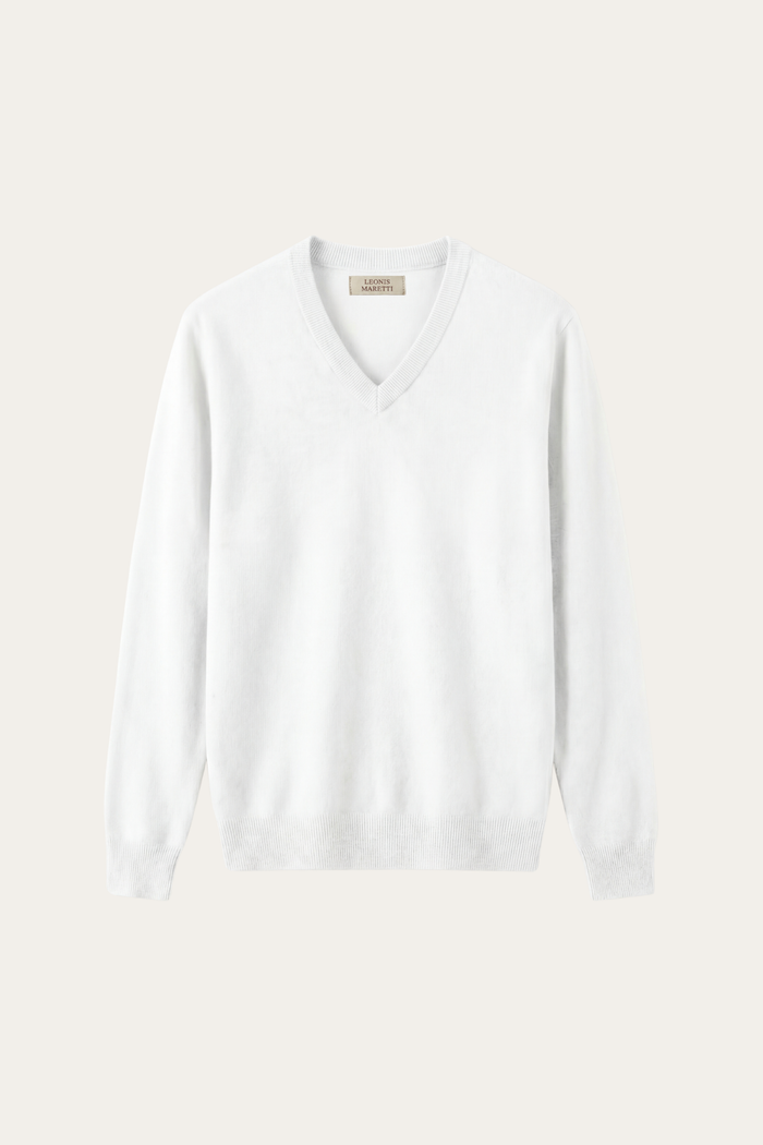 Merano V-Neck Knit Sweater White