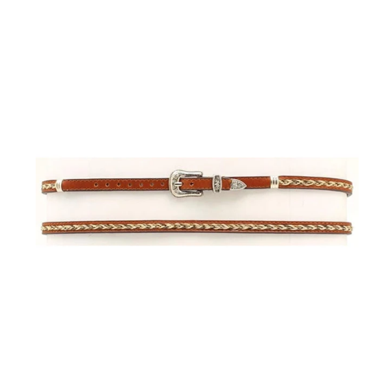M&F Brown Hat Band Braided Horsehair on Leather