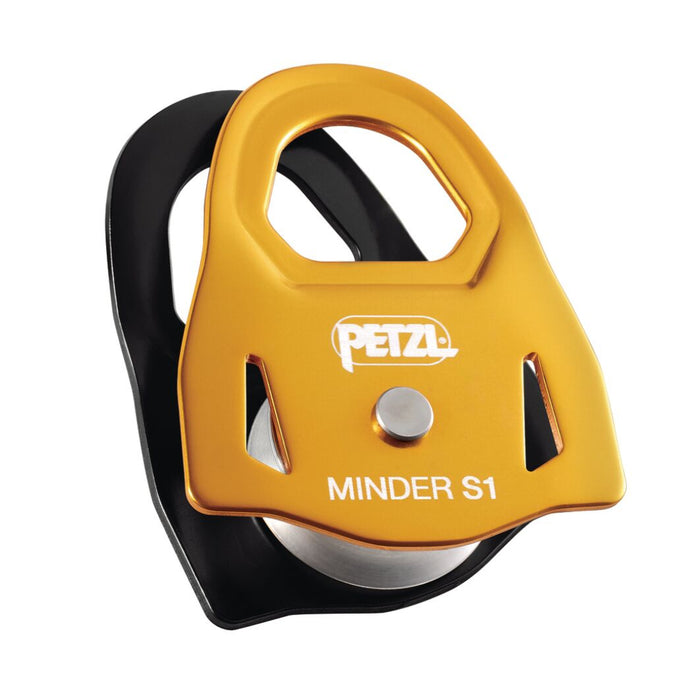 yellow petzl minder s1 pully device front view
