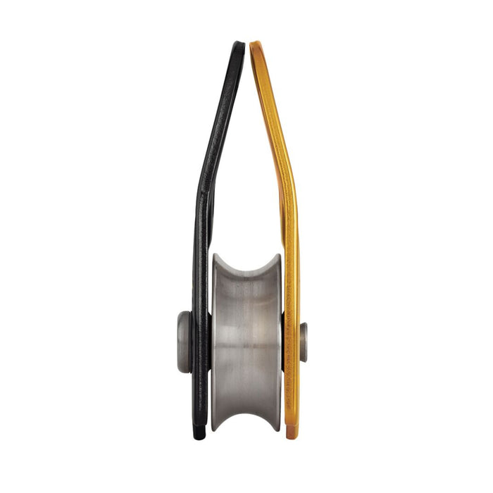 black and yellow side view single pully device