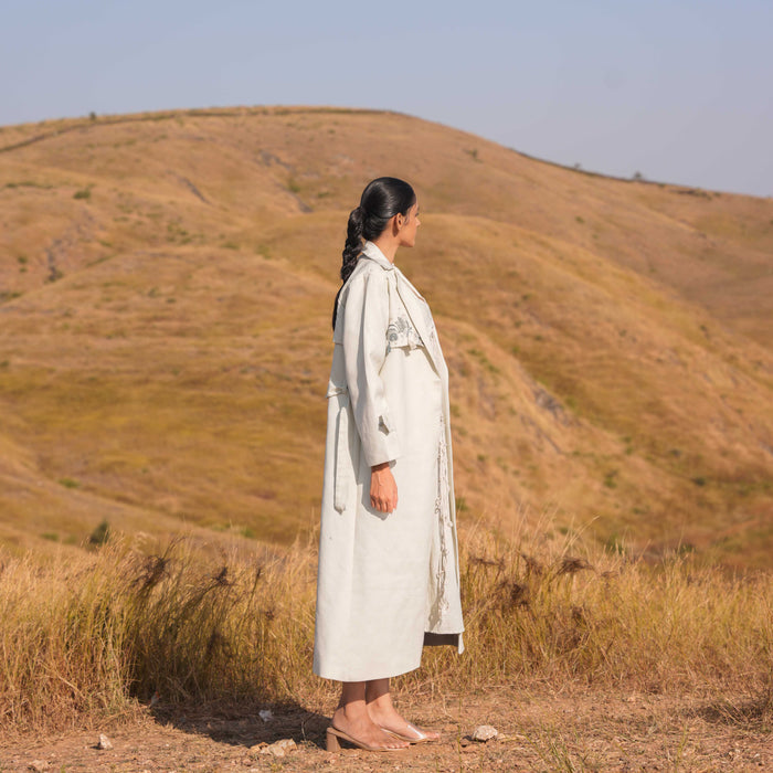 Grey Miraya Cotton Dress and Cotton Jacket Set - OurDve