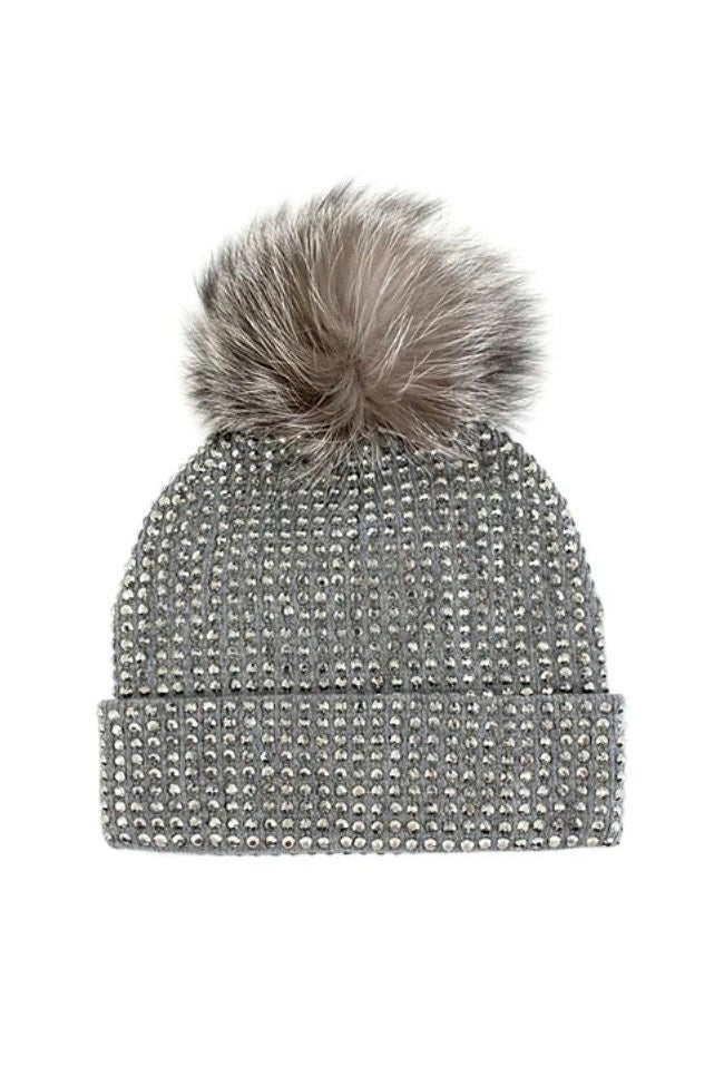 Mitchie's Black Knit Crystal Beanie