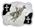Montana Silversmith Christian Flourish Scallop Shape Belt Buckle with Bullrider