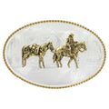 Montana Silversmith Etched Mountains Western Belt Buckle with Pack Horse and Rider