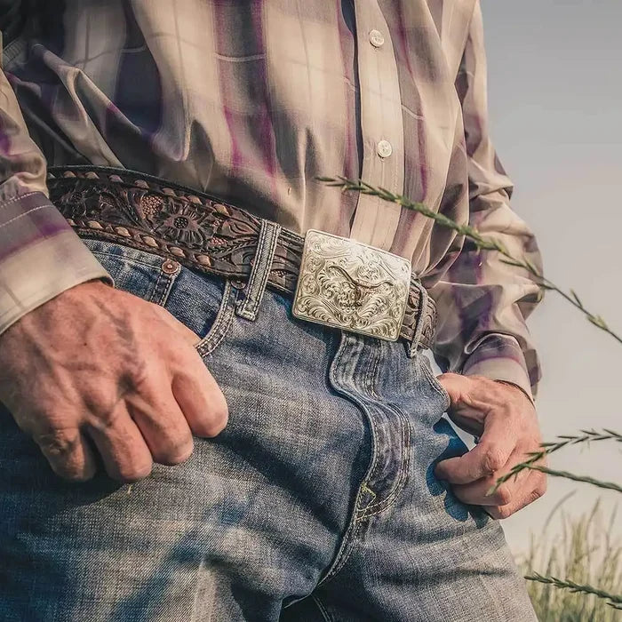 Montana Silversmith Iconic Western Longhorn Silver Belt Buckle
