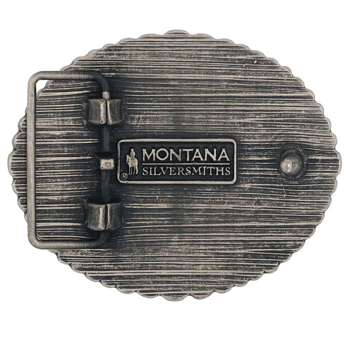 Montana Silversmith Rustic Barbed Wire Longhorn Buckle