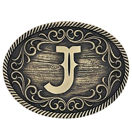 Montana Silversmiths Filigree Initial J Attitude Belt Buckle