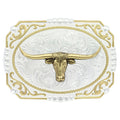 Montana Silversmiths Two-tone Cowboy Cameo Buckle with Longhorn