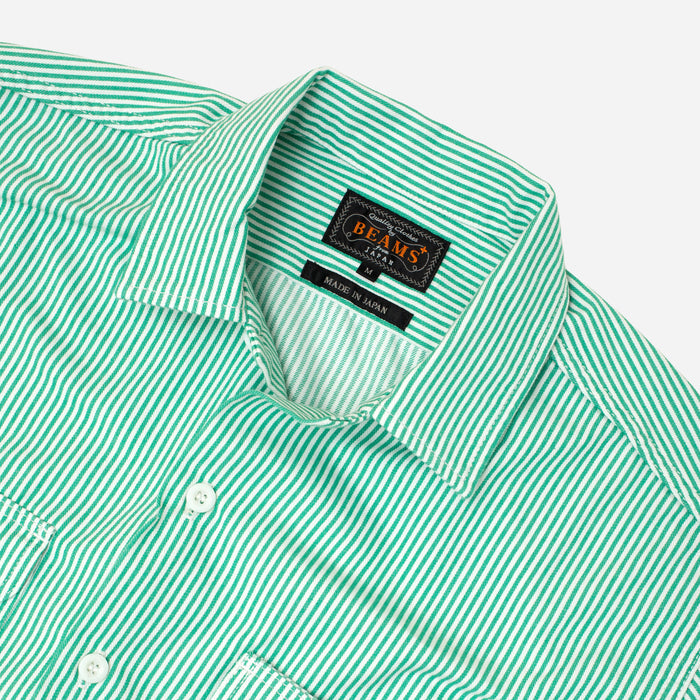 MULTI POCKET HICKORY WORK SHIRT - STRIPE GREEN