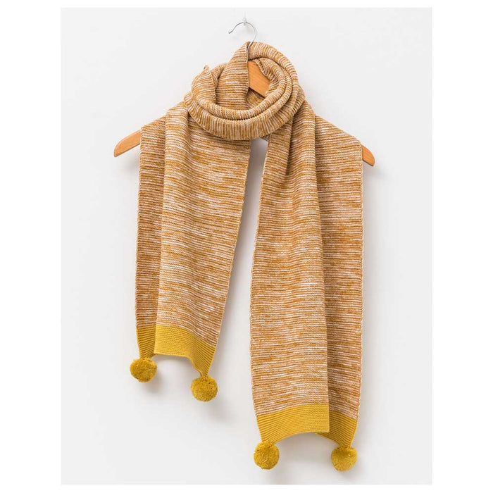 Stella & Gemma Mustard & Ivory Pom Pom Scarf | Koop.co.nz