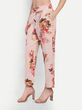 Women’s floral Natia pants with straight fit and high waist summer style