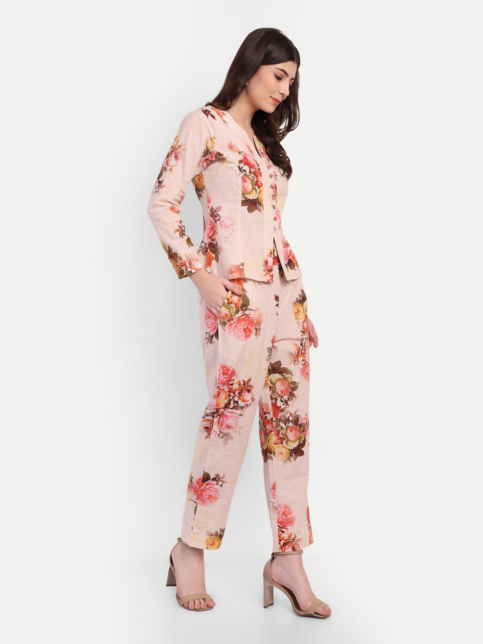 Women’s floral Natia top CB set with long sleeve top and matching pants