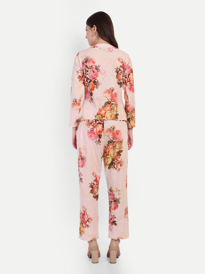 Women’s floral Natia top CB set with long sleeve top and matching pants