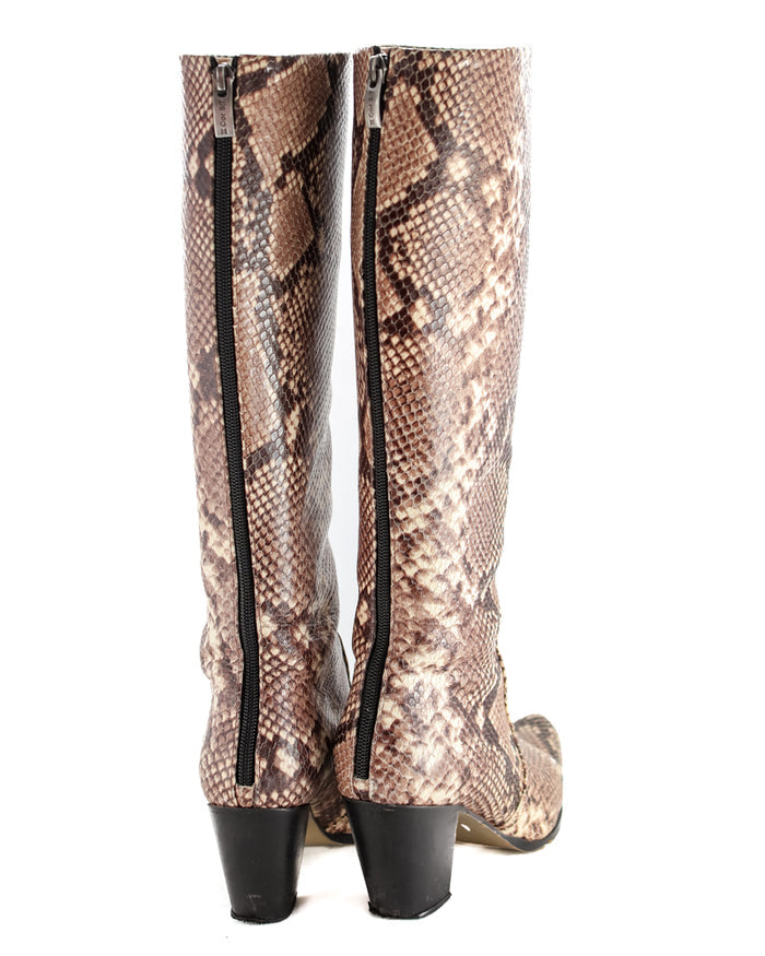 Natural Python Knee High Boots
