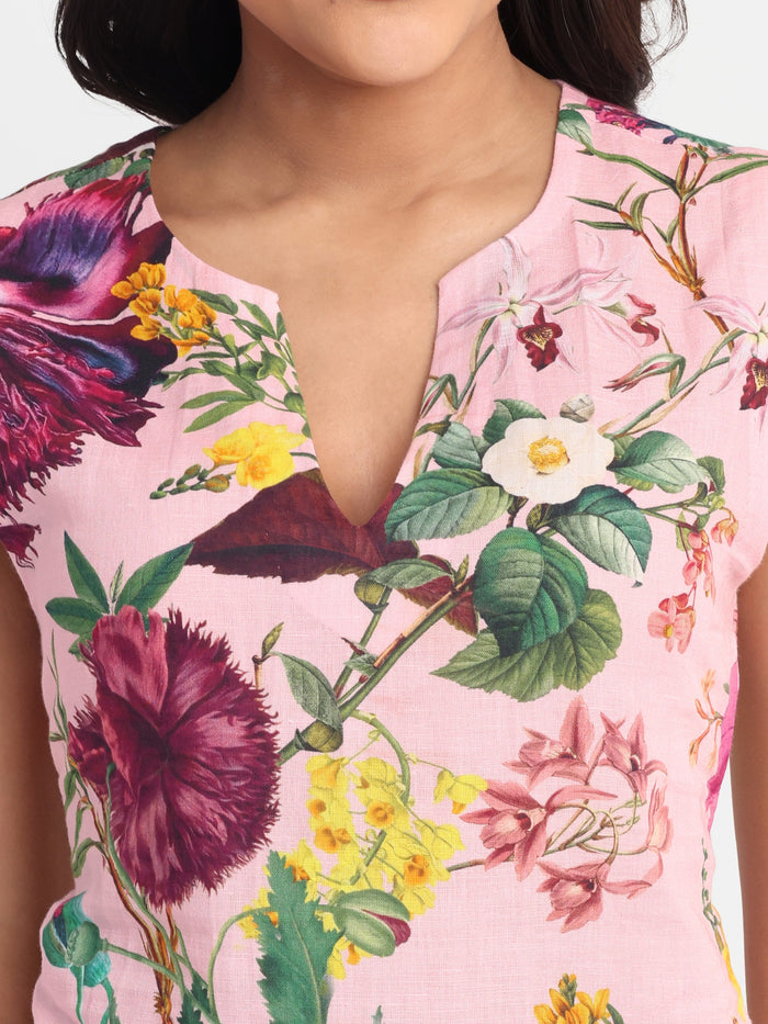 Women’s pink floral Neno top CB set with sleeveless top and matching wide-leg pants