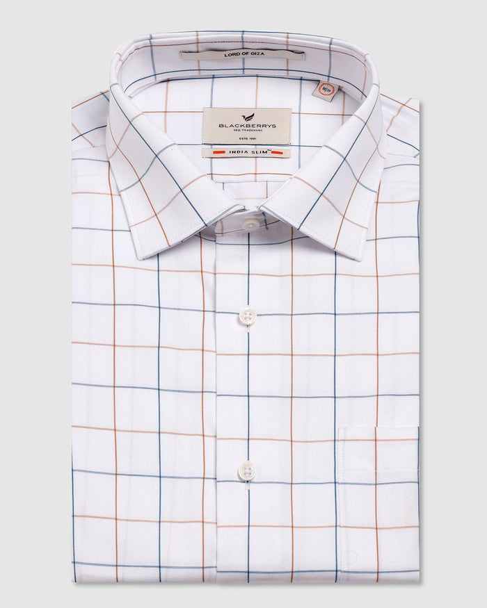 Non Iron Formal White Check Shirt - Boston