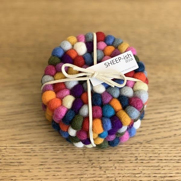 Sheepish Design NZ Wool Coasters – Rainbow | Koop.co.nz