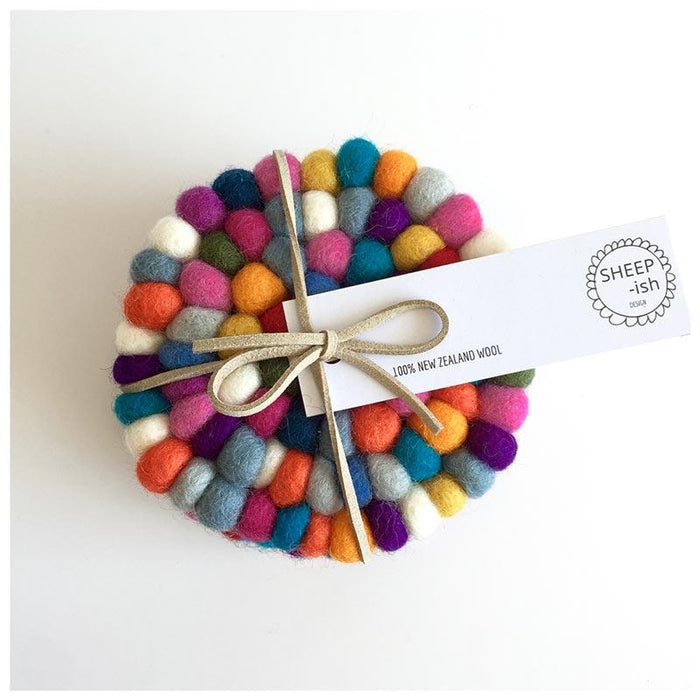 Sheepish Design NZ Wool Coasters – Rainbow | Koop.co.nz