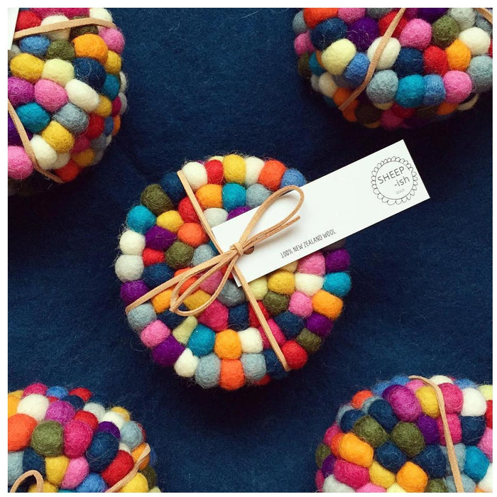 Sheepish Design NZ Wool Coasters – Rainbow | Koop.co.nz