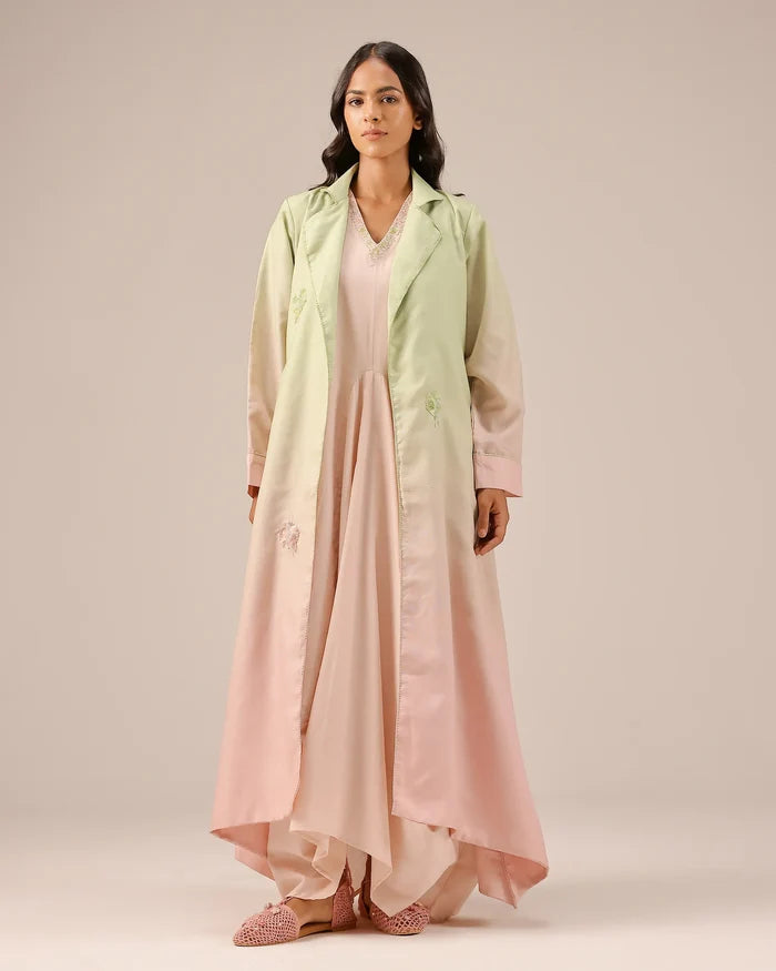 Ocean Dusk Dress & Jacket (Green To Pink)