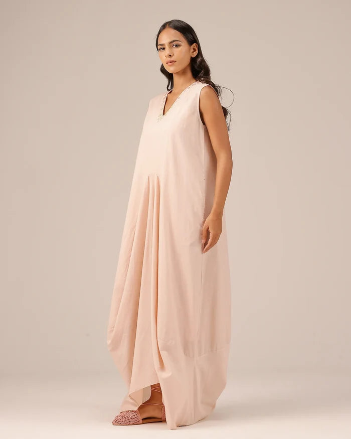 Pink Ocean Dusk Sleeveless Cotton Dress - OurDve