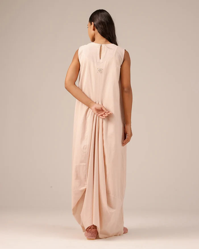 Pink Ocean Dusk Sleeveless Cotton Dress - OurDve