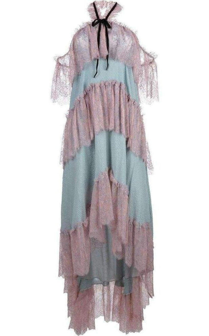 Philosophy Di Lorenzo Serafini Off the Shoulder Tiered Silk Dress - Runway Catalog