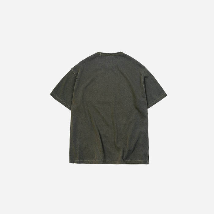 OG PIGMENT DYEING HALF TEE - OLIVE