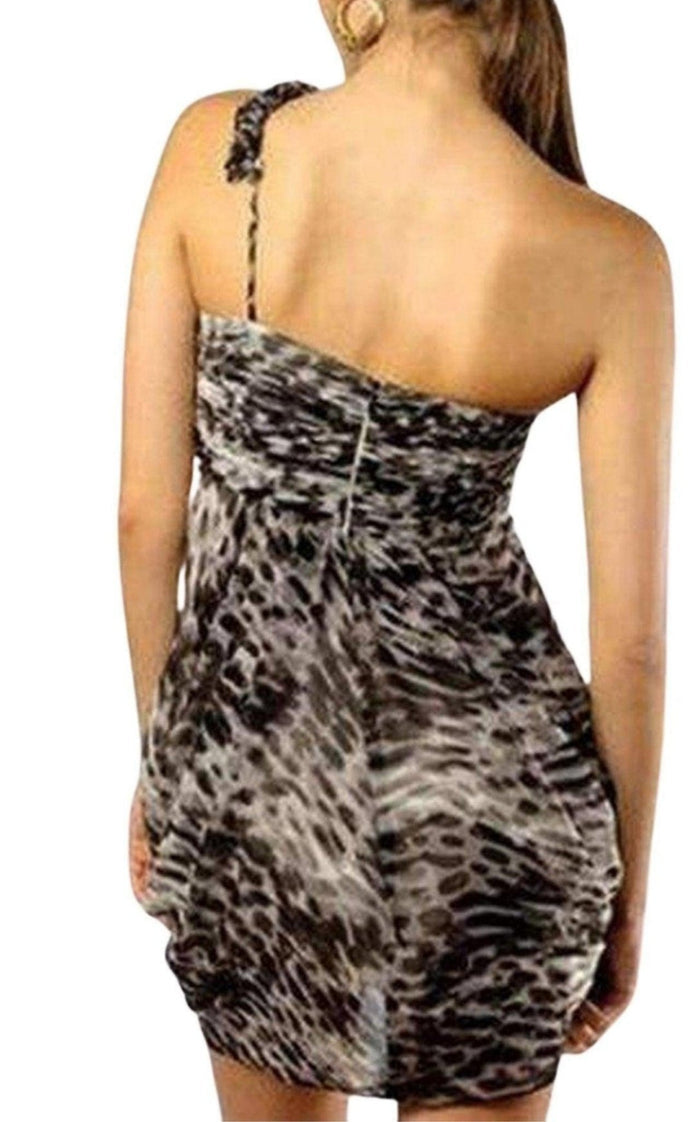 BCBGMAXAZRIA One shoulder Animal Print Silk Dress - Runway Catalog