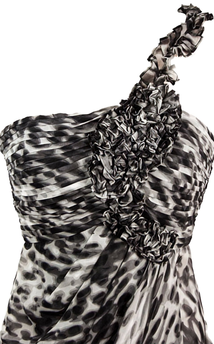 BCBGMAXAZRIA One shoulder Animal Print Silk Dress - Runway Catalog