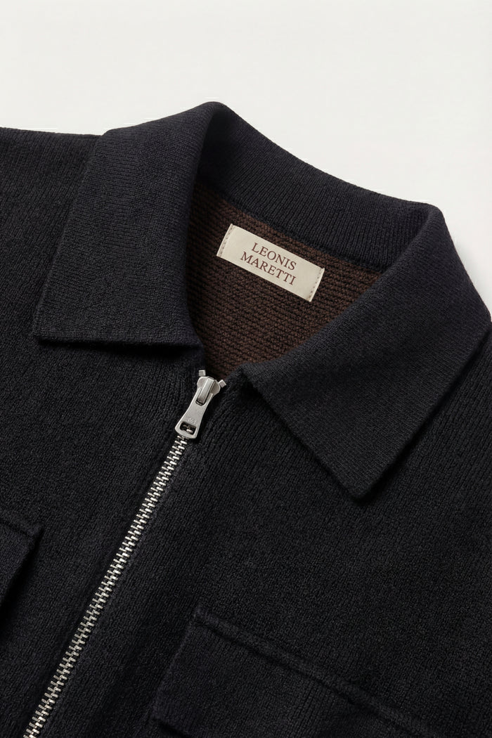 Orvello Dual-Zip Wool Cardigan Black