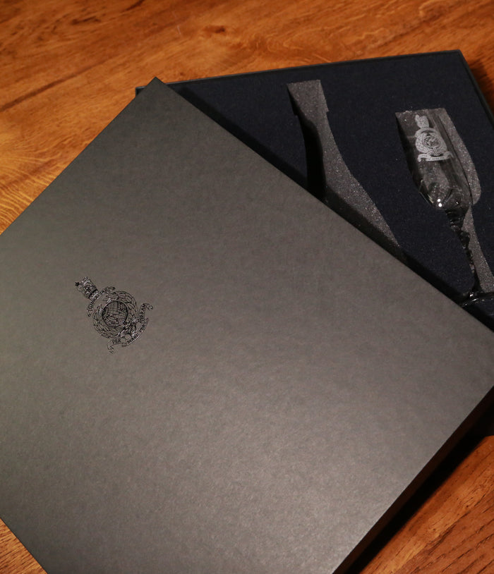 Pair of Crystal Champagne Flutes, Engraved with an Add Your Own Bottle Gift Box