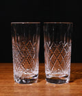 Pair Of Panel Crystal Highball Glasses, Engraved & In A Gift Box