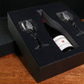 Pair of Panel Crystal Wine Glasses, Engraved with an Add Your Own Bottle Gift Box
