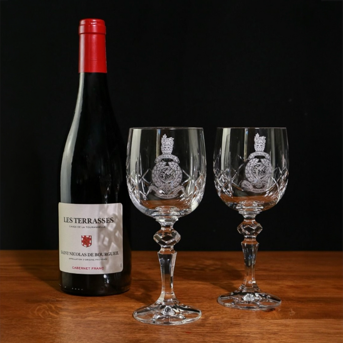 Pair of Panel Crystal Wine Glasses, Engraved with an Add Your Own Bottle Gift Box
