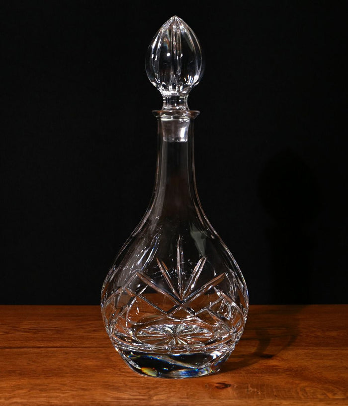 Panel Style Crystal Wine Decanter, Engraved and in a Gift Box
