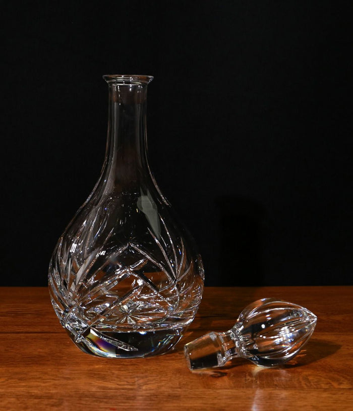 Panel Style Crystal Wine Decanter, Engraved and in a Gift Box
