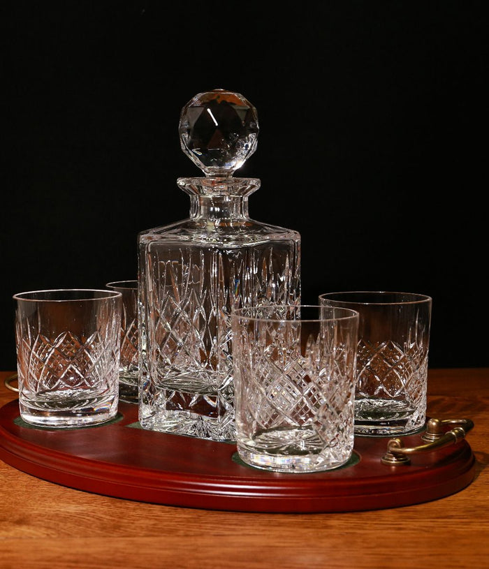 Panel Style Whisky 5 Piece Hosting Tray Set